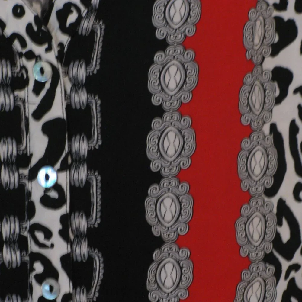 * Ruby Rd Black White Blouse Medium Colorful Tie Front - Picture 3 of 5